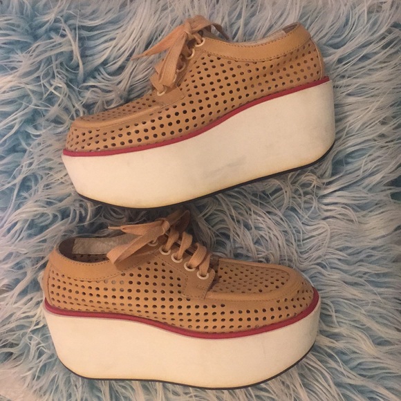 Jil Sander Shoes - Jill Sander Navy Perforated Platforms